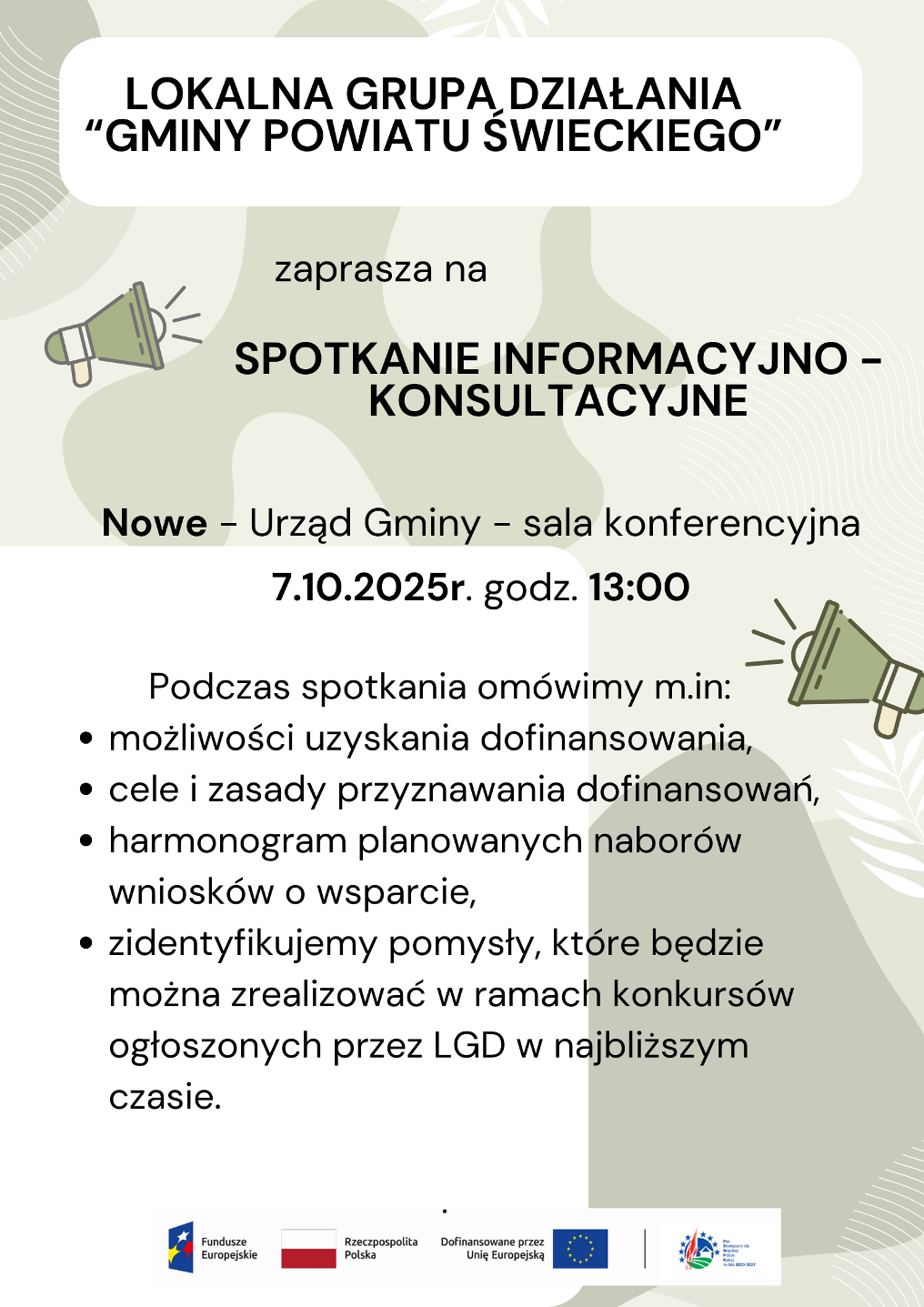 Spotkanie informacyjno-konsultacyjne - Lokalna Grupa Działania 7-10-2025 r