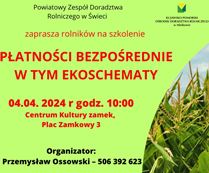 Zapraszamy rolników na szkolenie "Płatności bezpośrednie"